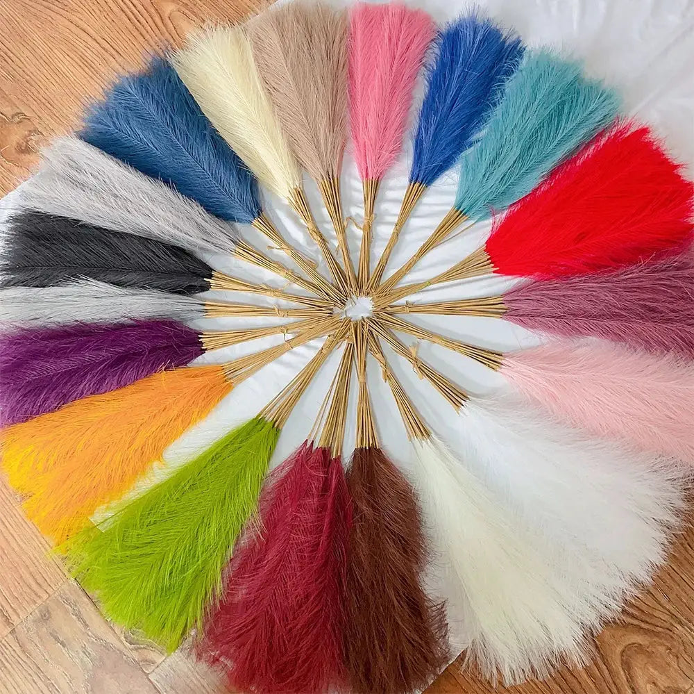 Fluffy pampas grass stems, 42 cm, assorted colors, 20 pcs for boho party and wedding decor