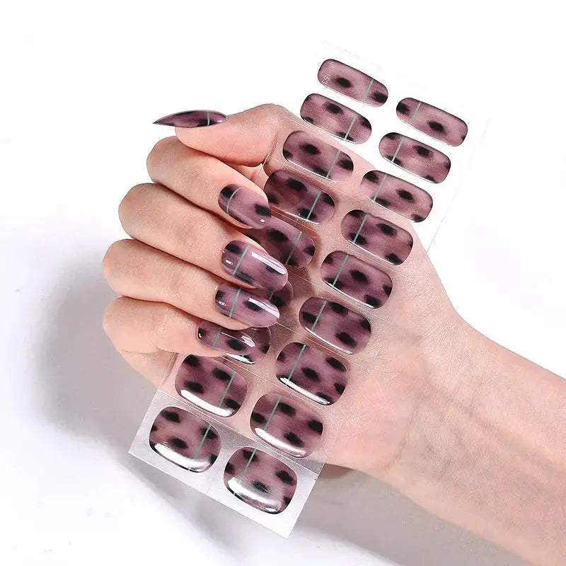 NailLux Semi Cured Nail Wraps For 16 To 20 Tips Easy Full Cover Adhesive Press On Nails Gel Finish UV LED Compatible