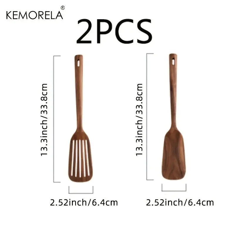 Two Piece Wooden Japanese Spatula Set For Nonstick Cookware High Temperature Resistant Kitchen Utensils