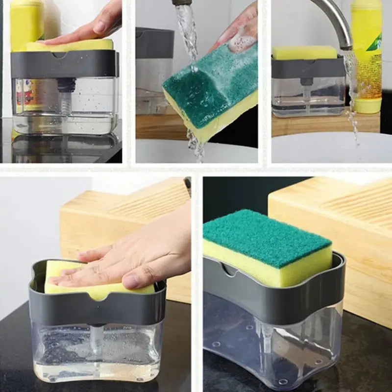Pak Clean Portable Soap Dispenser For Kitchen Detergent Dispenses Exact Amount Directly Onto Sponge