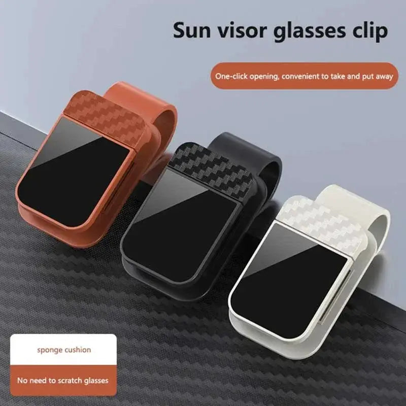 Car sun visor glasses clip by Simples Market, 3-pack in orange, black and white with sponge cushion storage
