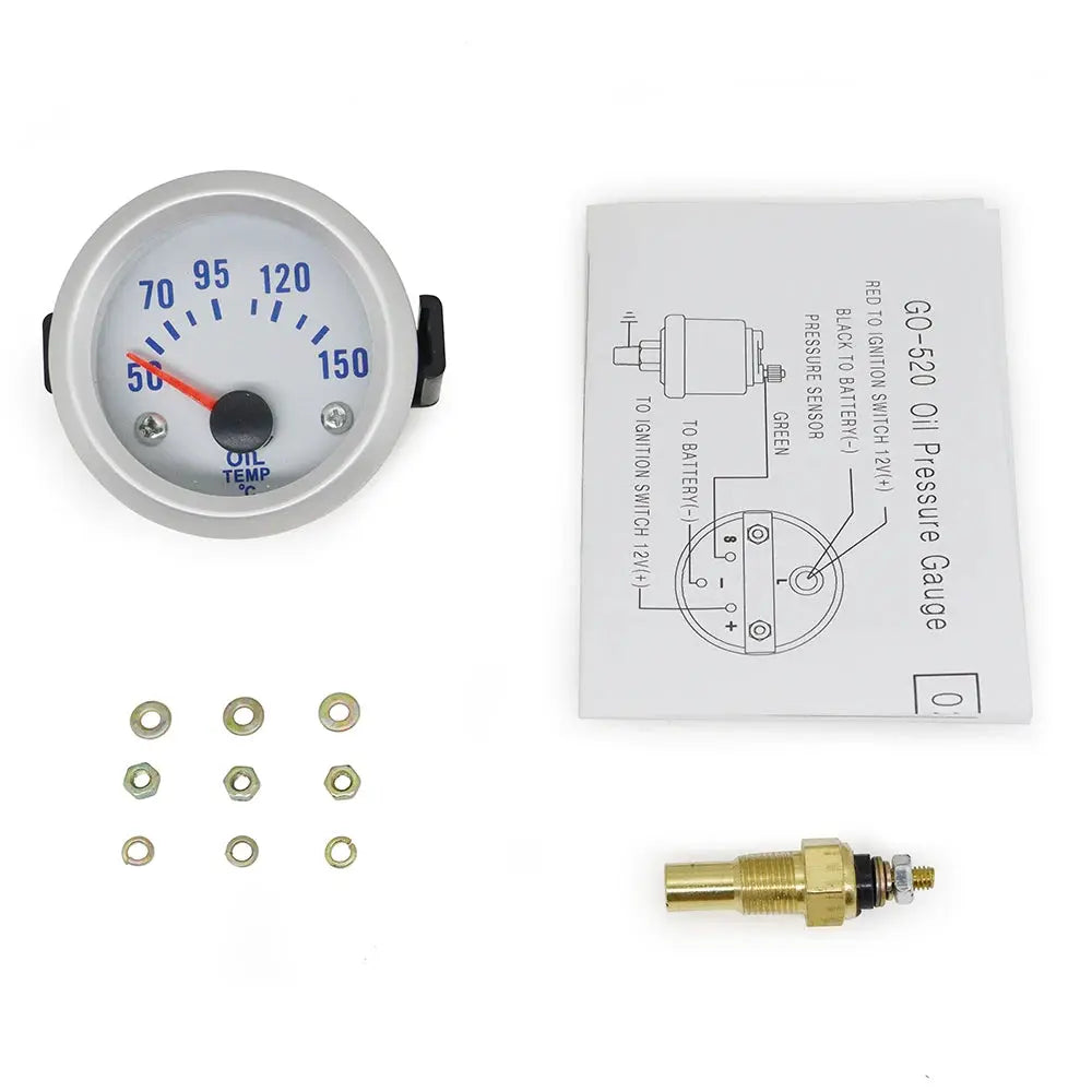Dragon Gauge 2in 52mm LED car gauge set by Simples Market with sensor, manual, and 9 washers
