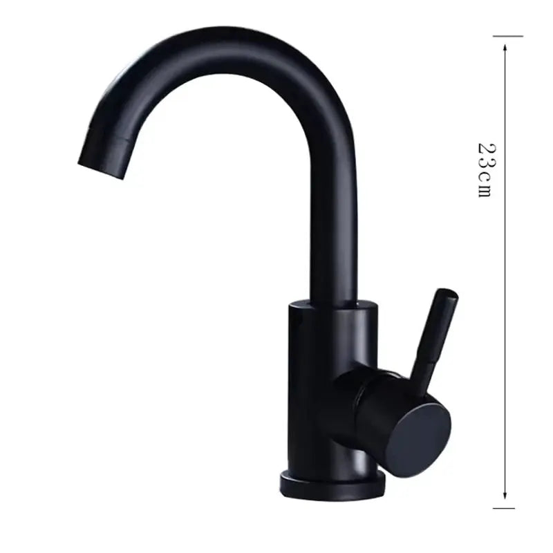 Simples Market black 304 stainless steel bathroom basin faucet with single handle, 360-degree rotating spout