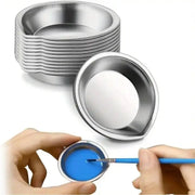 Artify 12Pcs Stainless Steel Small Round Paint Tray Set With Pouring Spouts For Precise Color Mixing