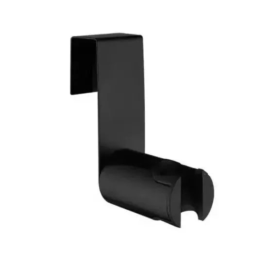 Bidet sprayer holder hook, black stainless steel, wall-mounted.