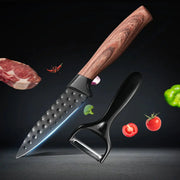 Stainless Steel Fruit Knife Paring Knife Two Piece Set With Non Stick Antibacterial Blades And Wood Grain Handles