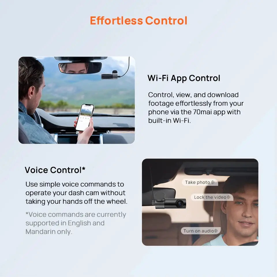 70mai Dash Cam M310 Plus 2K car DVR with WiFi app control and voice control by Simples Market