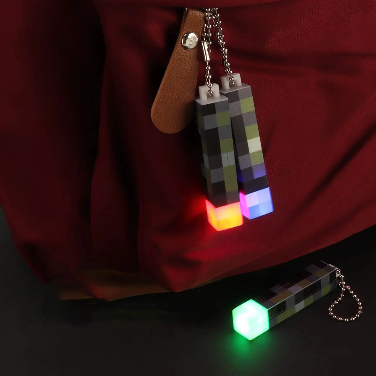 Mini Torch Keychain LED Flashlight USB Rechargeable Pixel Art Game Controller Night Light Gift