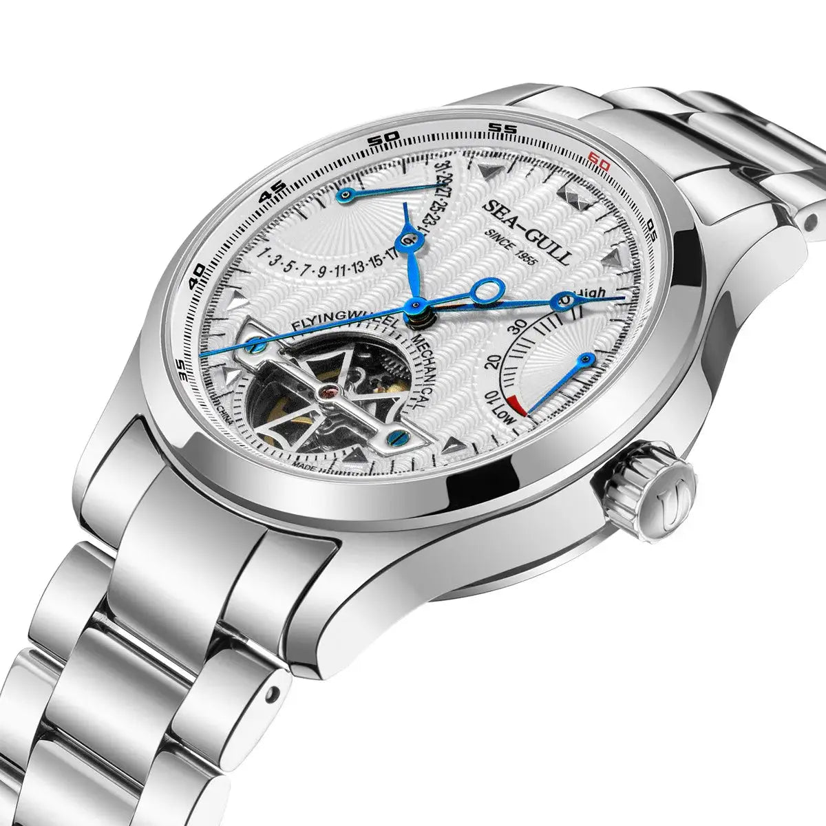 2025 Seagull men's automatic mechanical watch with stainless steel band and multifunction dial