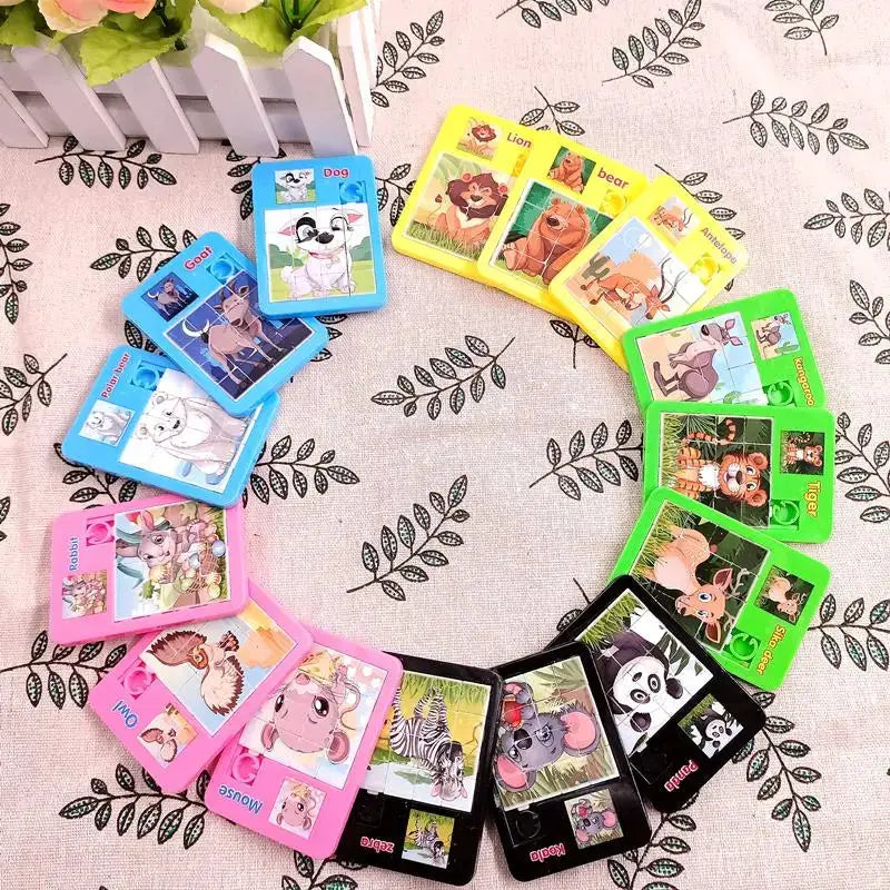Six Piece Random Number Puzzle Toy For Early Education With Sliding Mechanism Animal Theme Jigsaw Gift