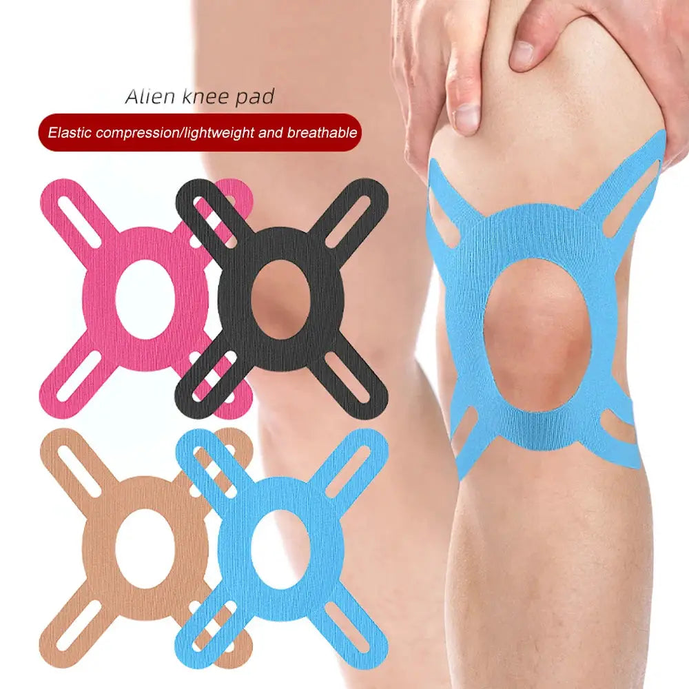 Knee kinesiology tape set by Simples Market; 5 pre-cut, elastic, professional-grade knee supports in multiple colors