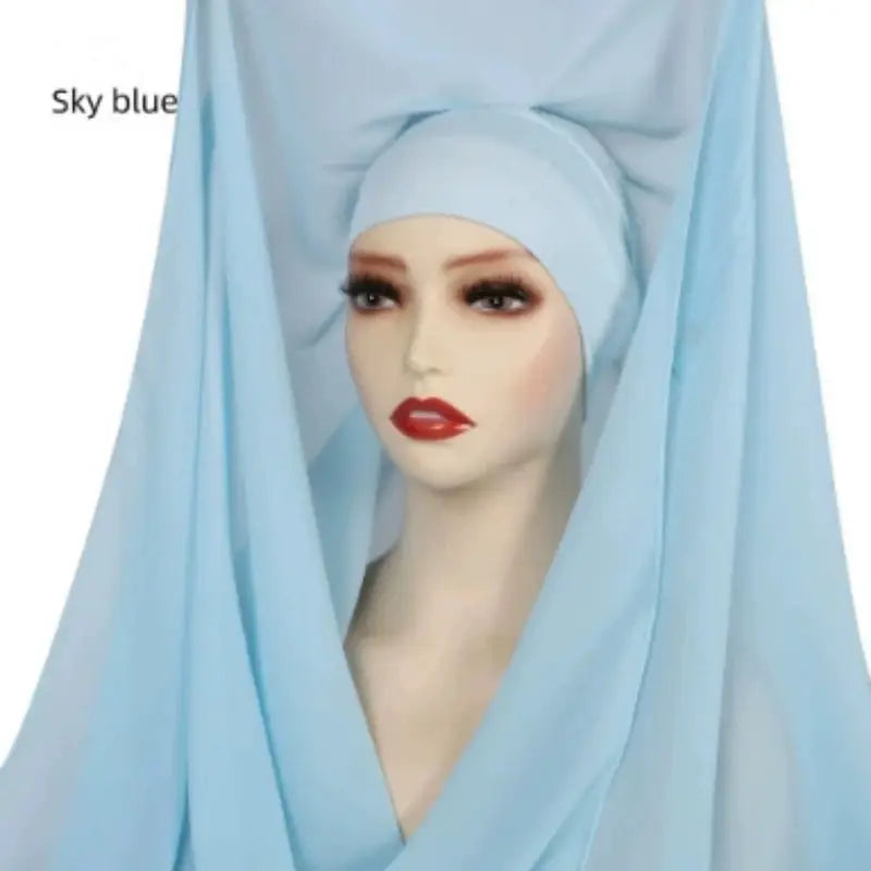NovaVibe Instant Chiffon Hijab Magnetic Buckle Solid Color Muslim Scarf Effortless Wear