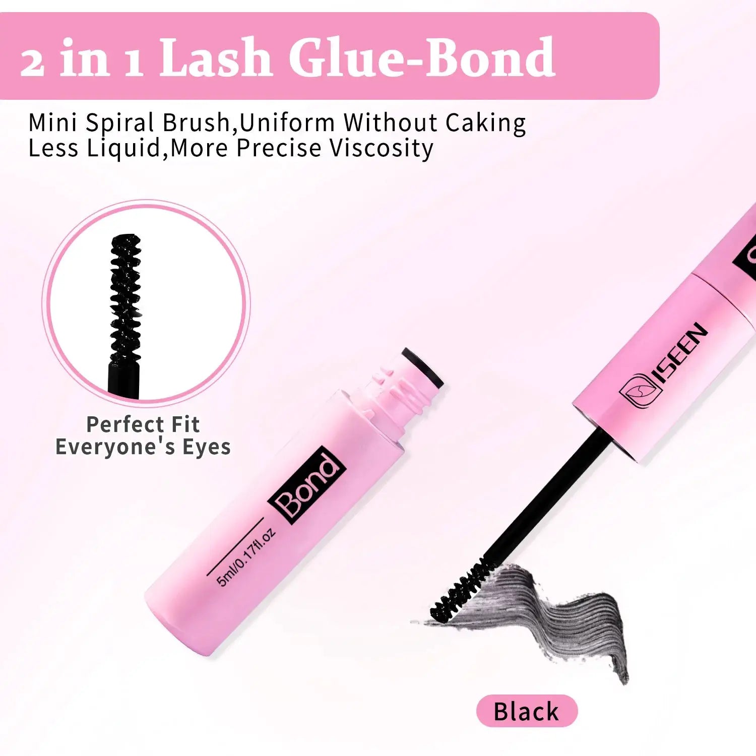 ISEEN Lash Bond and Seal 10ml Super Hold Eyelash Glue for Lash Clusters Long Lasting Non Irritating DIY at Home