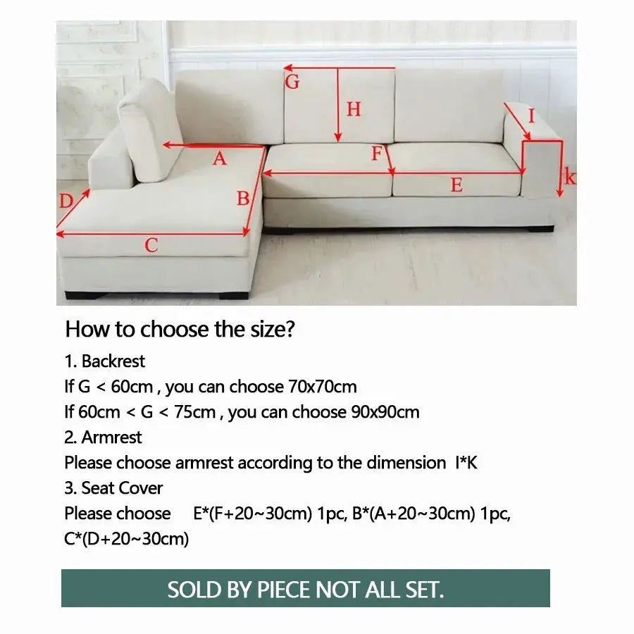 Velvet sofa cover by Simples Market in cream for sectional couch; non-slip cushion cover, home decor.