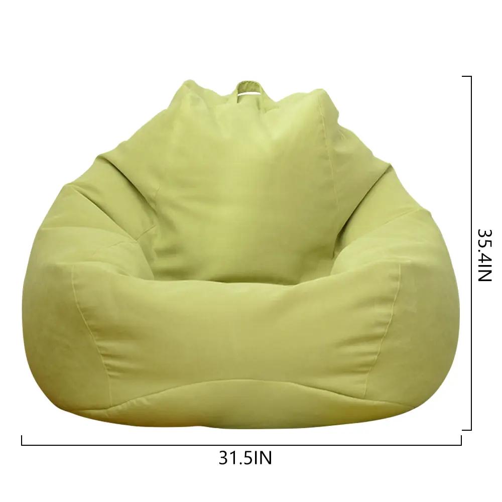 Bean bag chair cover, lime green, without filler, adult lounger for living room.