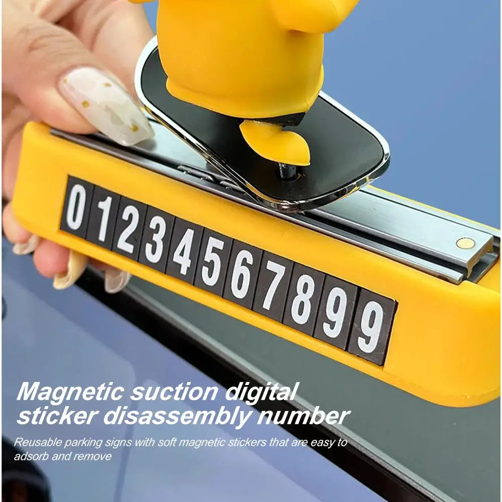 Skateboard Bear Magnetic Parking Number Plate For Dashboard Car Interior Decor Cartoon Ornament