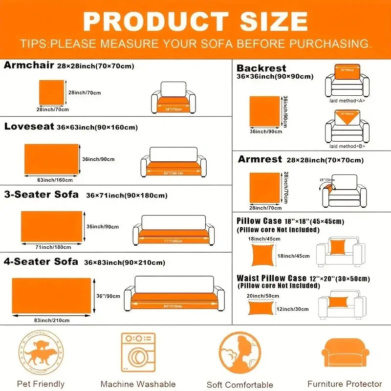 Simples Market sofa cushion with light luxury flannel, anti-slip orange sitting cushion for all seasons
