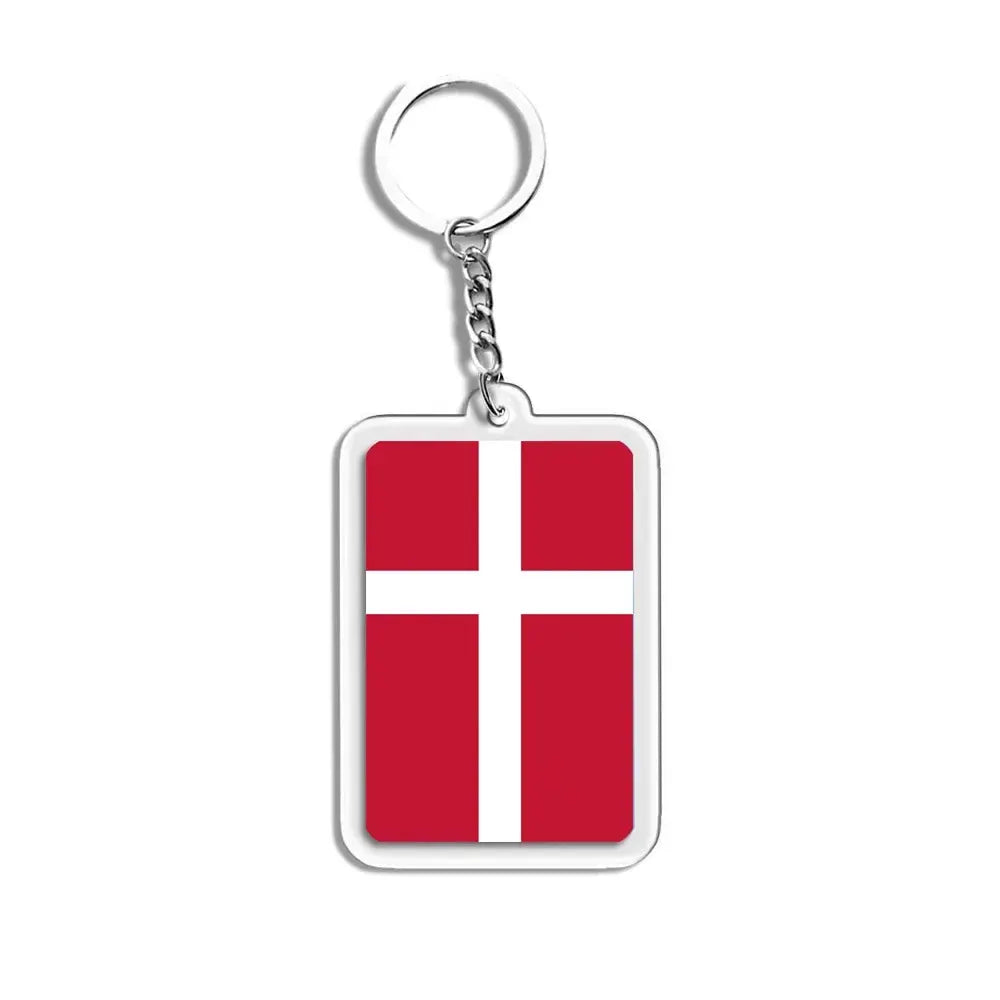 National Flags Keychain Set With Glass Inlay Ten Flags Zinc Alloy