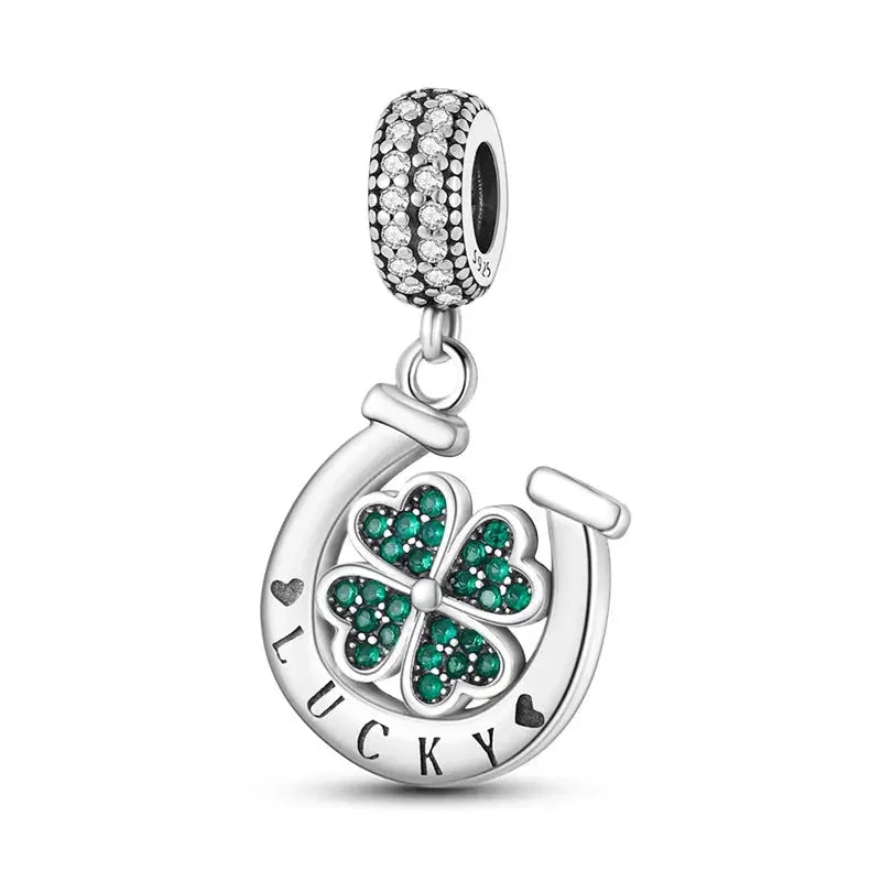 Silver Tone Sunflower And Four Leaf Clover Charm Pendant For Women Bracelet Jewelry Making