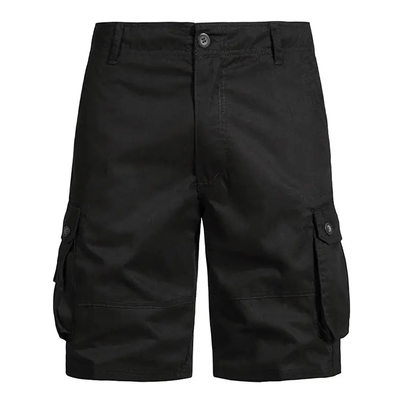 Men's black cargo shorts by Simples Market, cotton, loose fit with multiple pockets