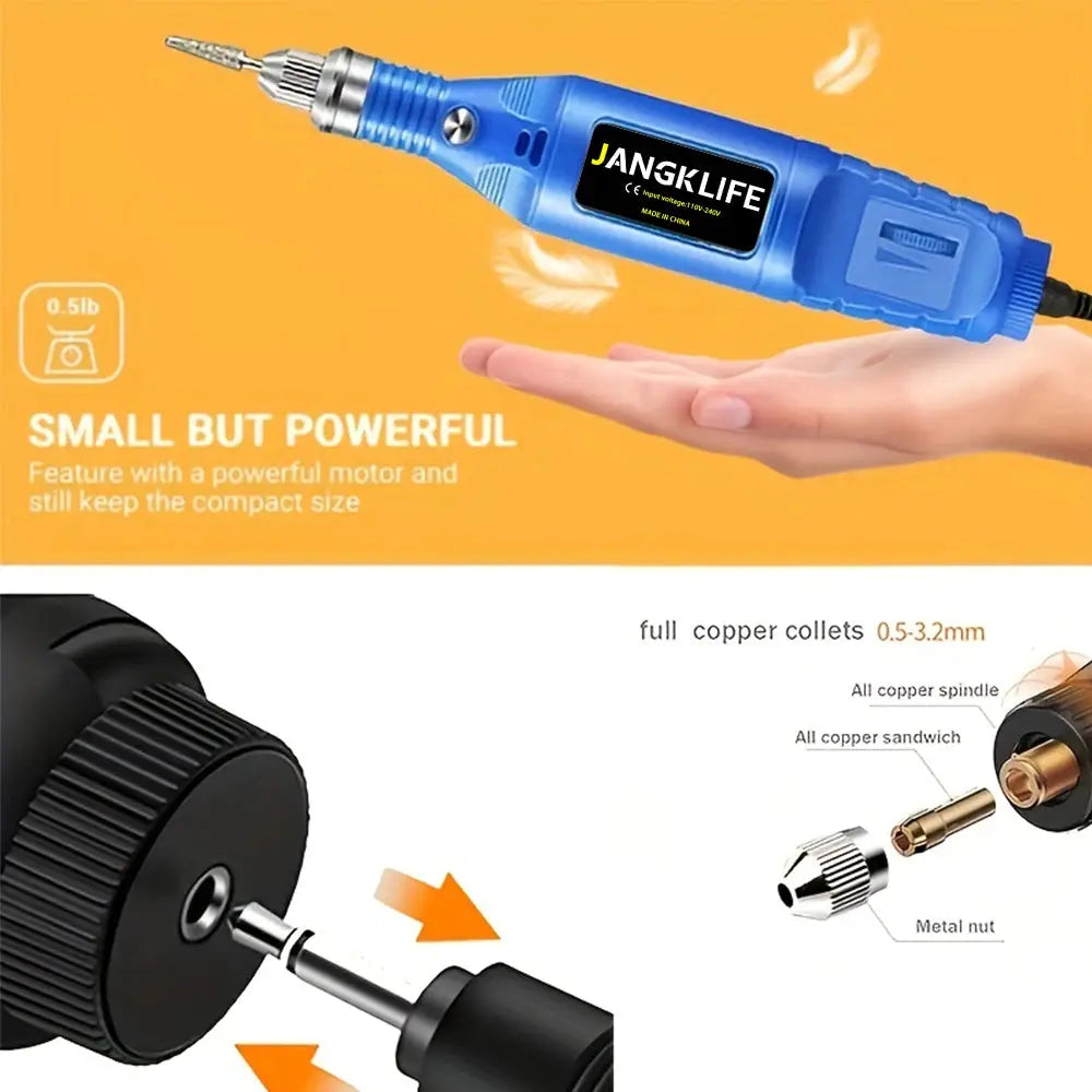 Jangklife 9V Mini Electric Carving Pen Variable Speed Rotary Tool Kit for Grinding Engraving and Polishing