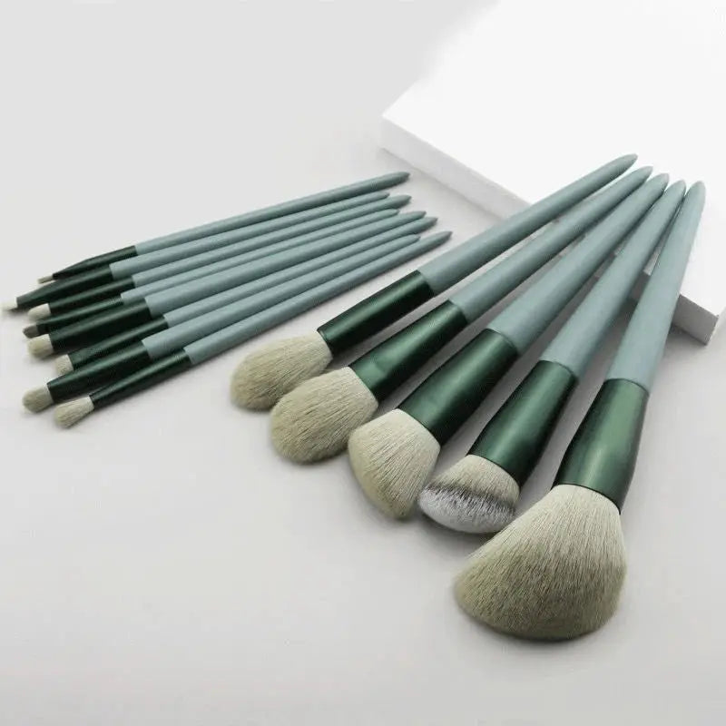 GlamourGlow 13 Piece Makeup Brush Set Soft Nylon Bristles for Flawless Eye Shadow Foundation and Blush