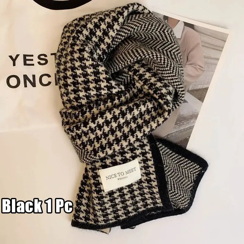 Atmosphere Double Sided Thickened Knitted Scarf Polyester Warm Winter Accessory For Students