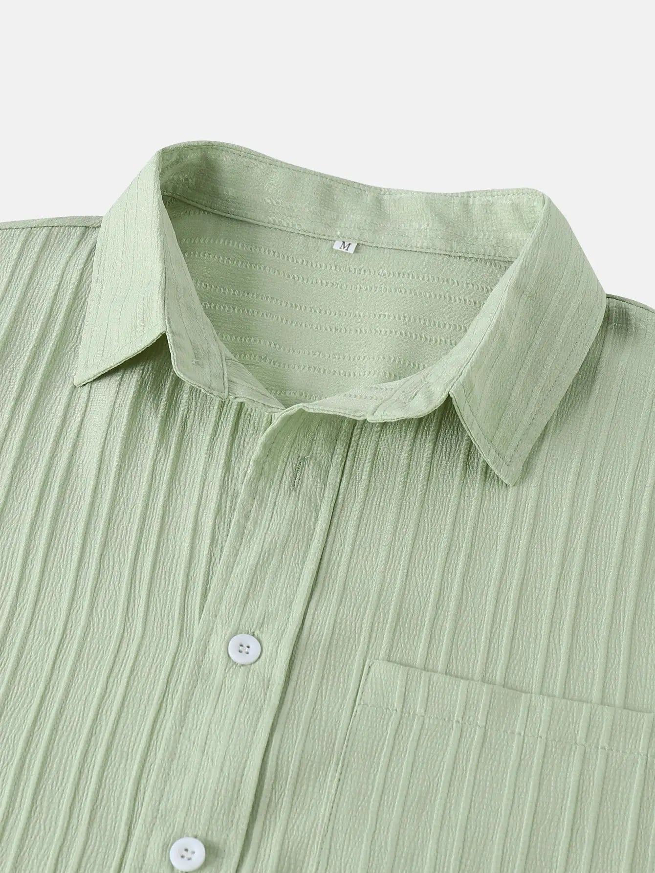 Men's light-green textured short-sleeve shirt with collar by Simples Market