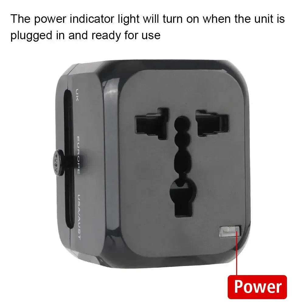 TravelMate All In One Wall Travel Charger Adapter With Worldwide Plugs And Universal US EU UK AU 2 USB Ports Type C