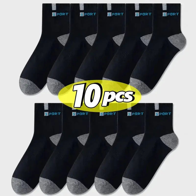 Men's Cotton Socks Breathable Soft Comfort Middle Tube For Running And Sports With Letter Fashion Design Elastic