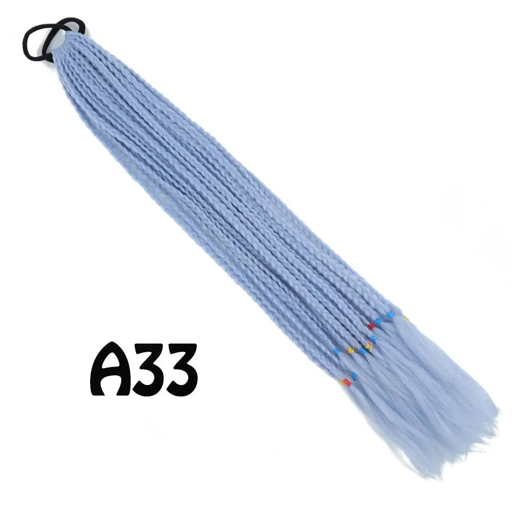 Ponytail extension by Simples Market, synthetic gradient blue braided with elastic band, 24 inches