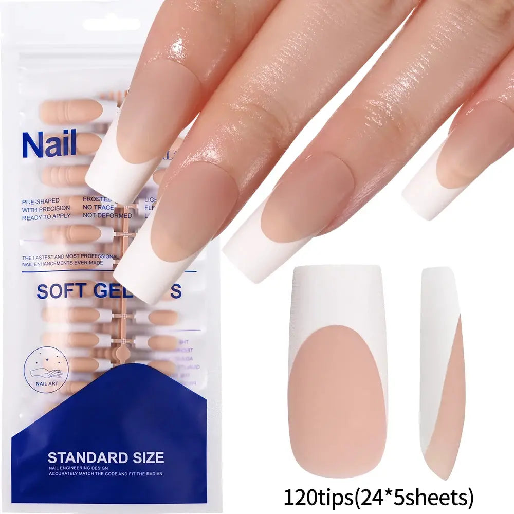 GlamToe Soft Gel Press On Toenails Full Coverage Short Square Pink French White Edge Easy Application