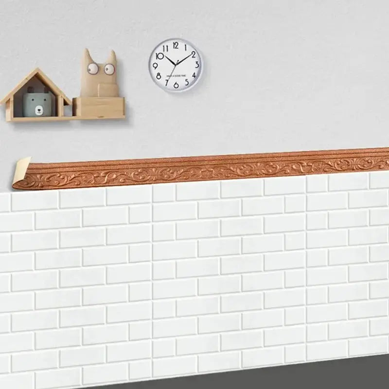 HomeGuard 3D Self Adhesive Waterproof Wall Trim Skirting Border Baseboard 10m Roll Easy Install