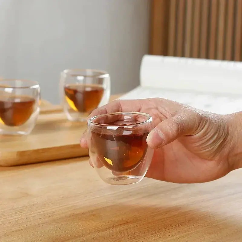 Double Wall Glass Kung Fu Tea Cup Set 80ml 150ml High Borosilicate Transparent Drinkware For Tea Coffee Milk Water