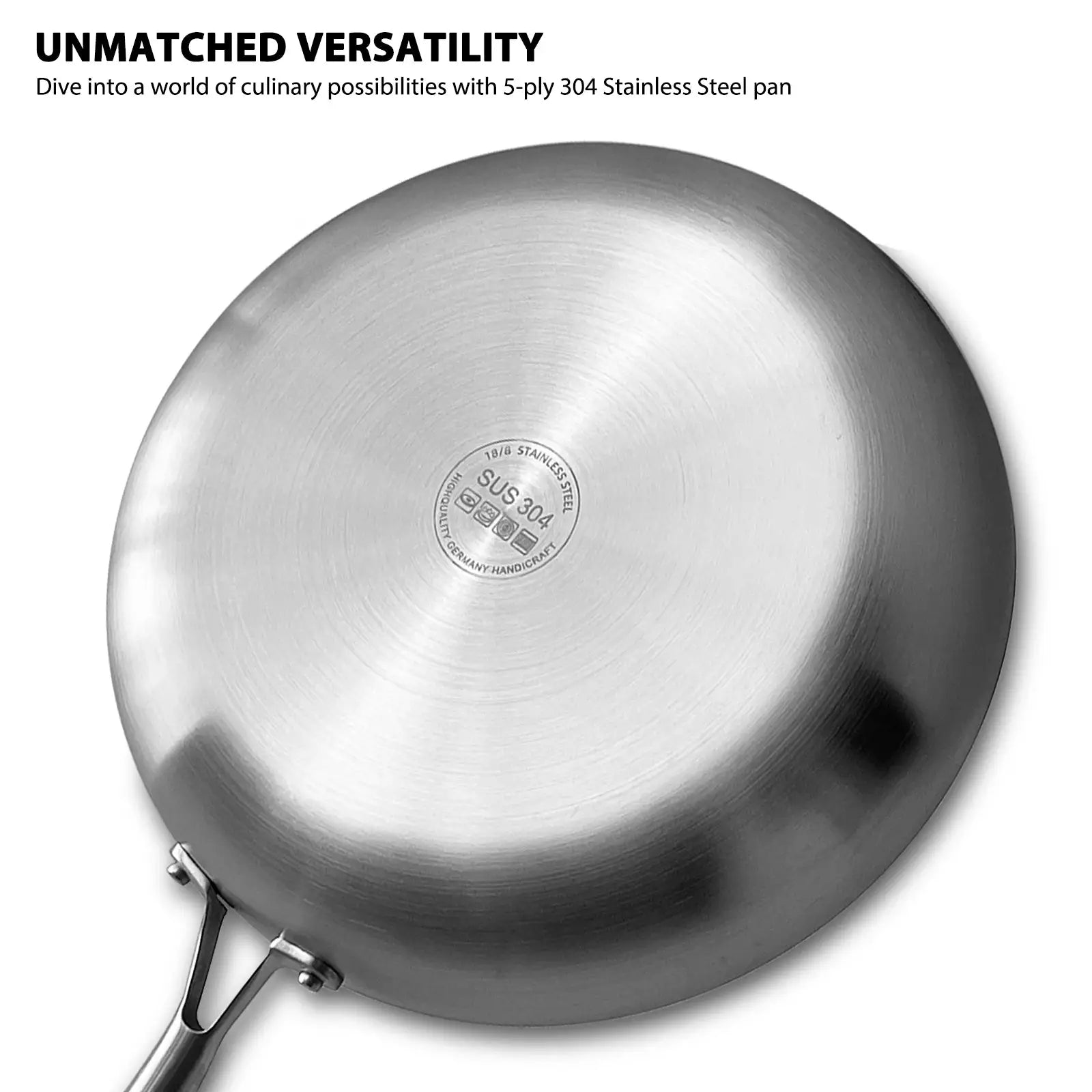 11 Inch 304 Stainless Steel Frying Pan Nonstick Skillet For Gas And Induction Cooktops