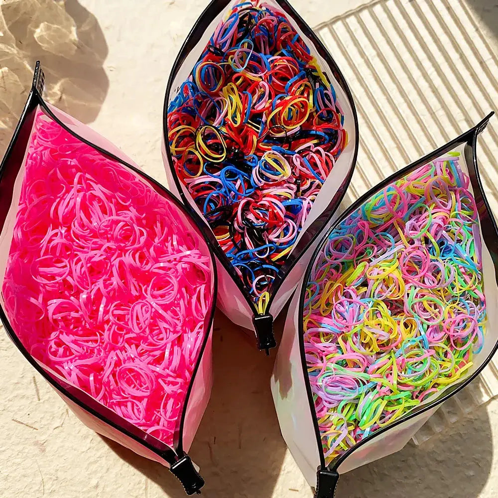 Colorful Disposable Rubber Band Hair Ties For Girls Bulk Pack 500 1000 2000 Pcs Ponytail Holders Kids Hair Accessories