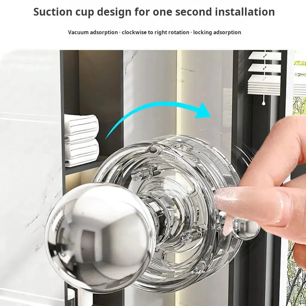 Clear suction cup bathroom handrail; reusable transparent door grab handle