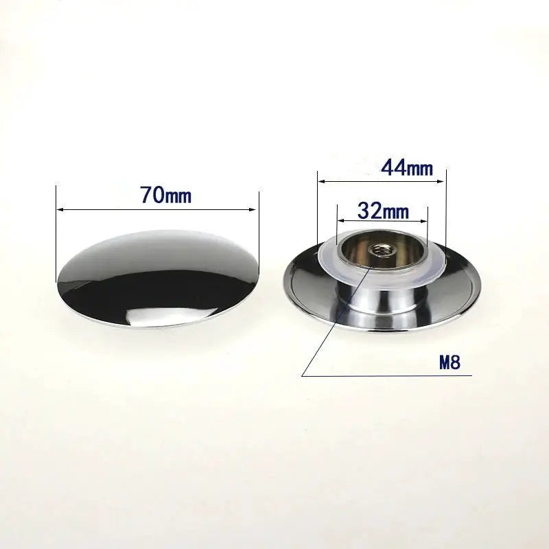 Brass pop-up bathtub drain cover set, 2-piece by Simples Market; 70mm cap, base 44mm outer/32mm inner, M8 thread.