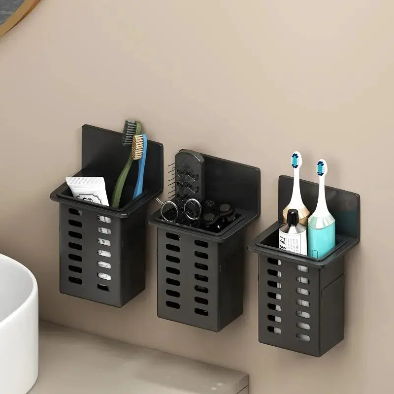 Home Essentials Wall Mounted Toothbrush Storage Rack Space Saving Toothpaste And Toothbrush Organizer