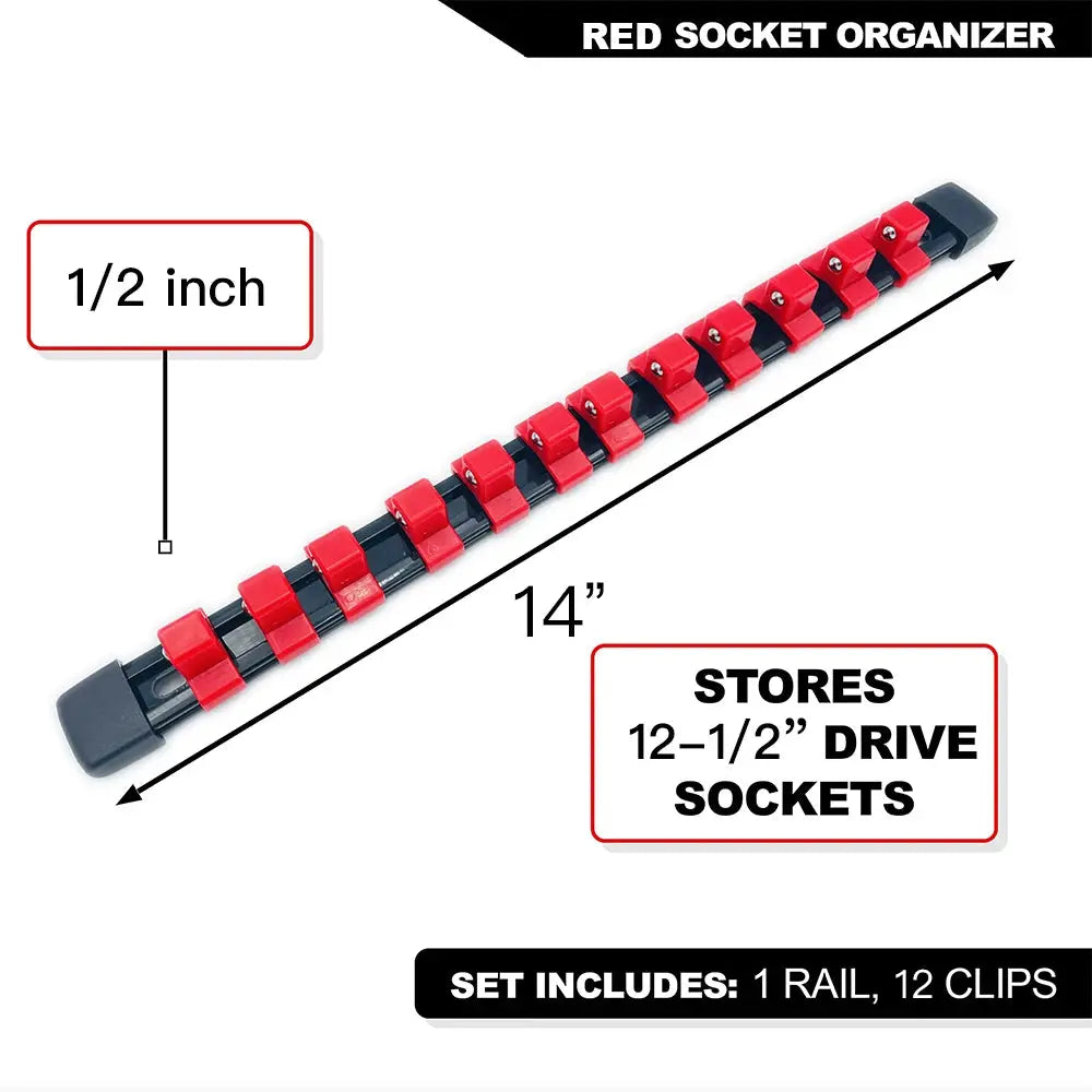 Durable Plastic Socket Organizer Rail Bracket For Quarter Inch Three Eighths And Half Inch Wrenches