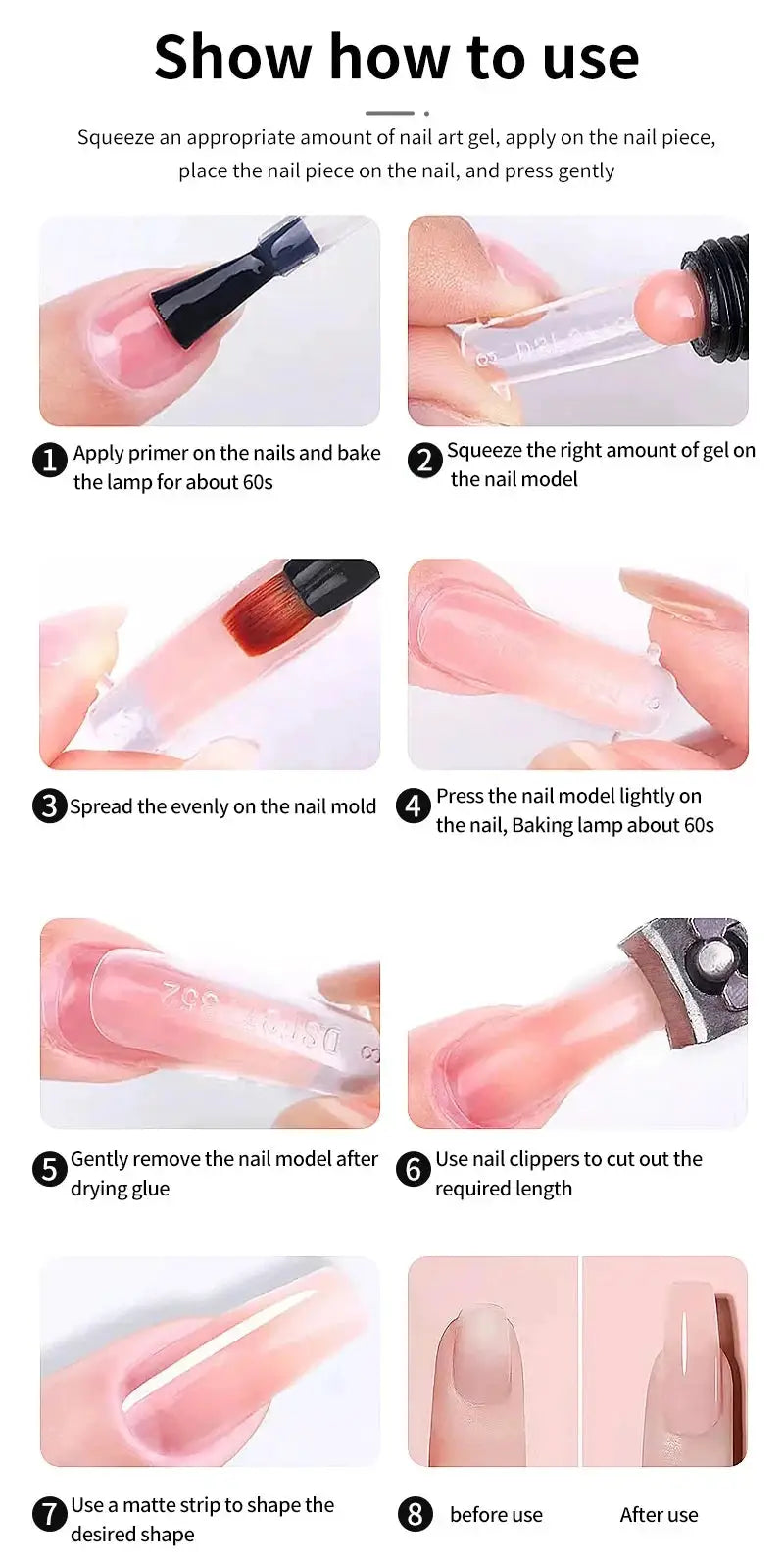 Simples Market nail gel kit with LED nail light, pink gel forms and manicure tools