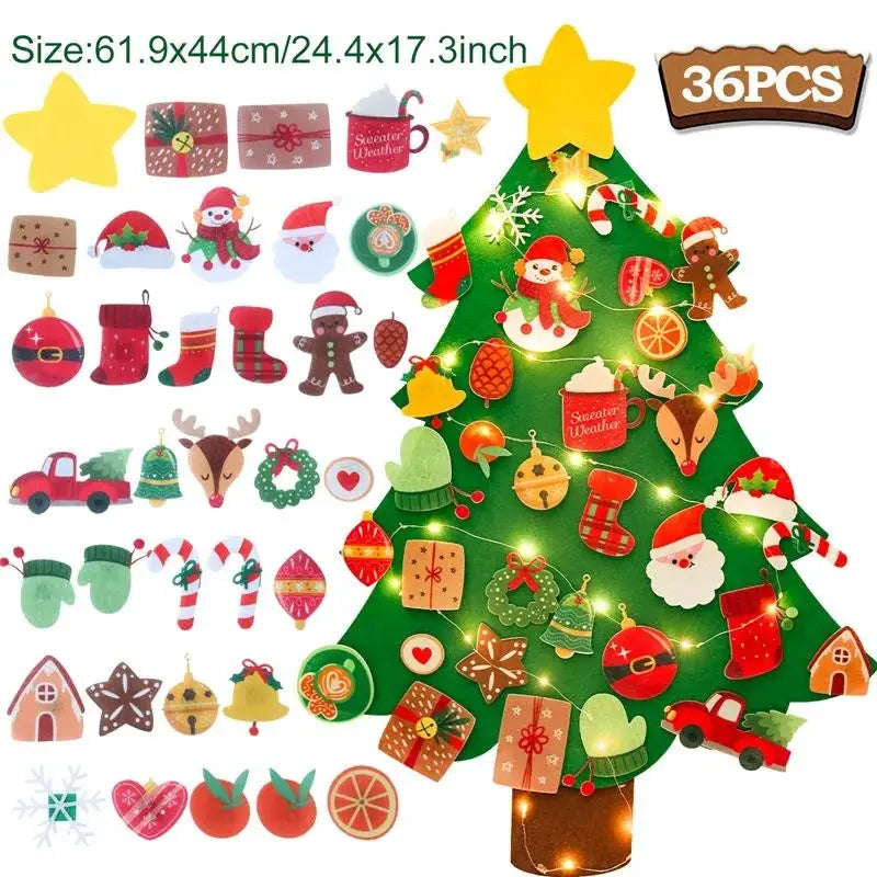 DIY Felt Christmas Tree Decoration Kit For Home Decor Xmas Navidad Noel 2025 Santa Claus Gift For Kids