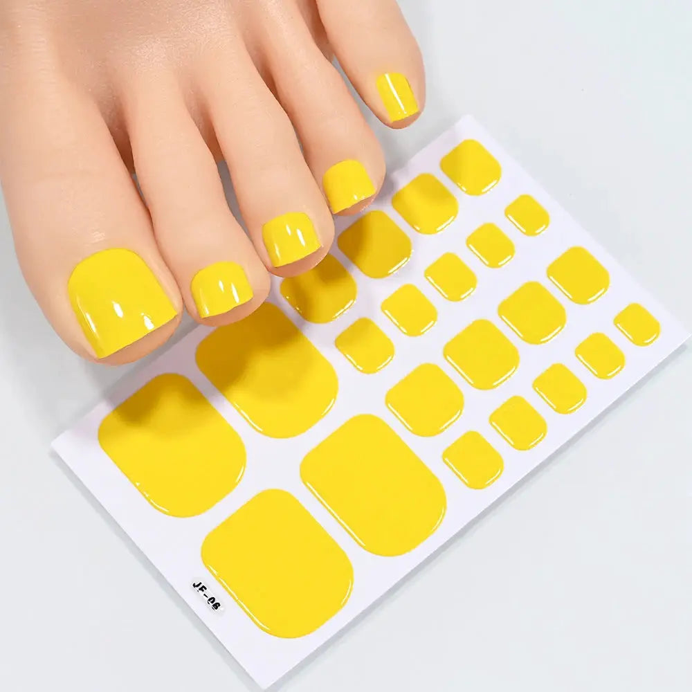 Simples Market toe nail sticker wraps in solid yellow, full-cover, self-adhesive decals