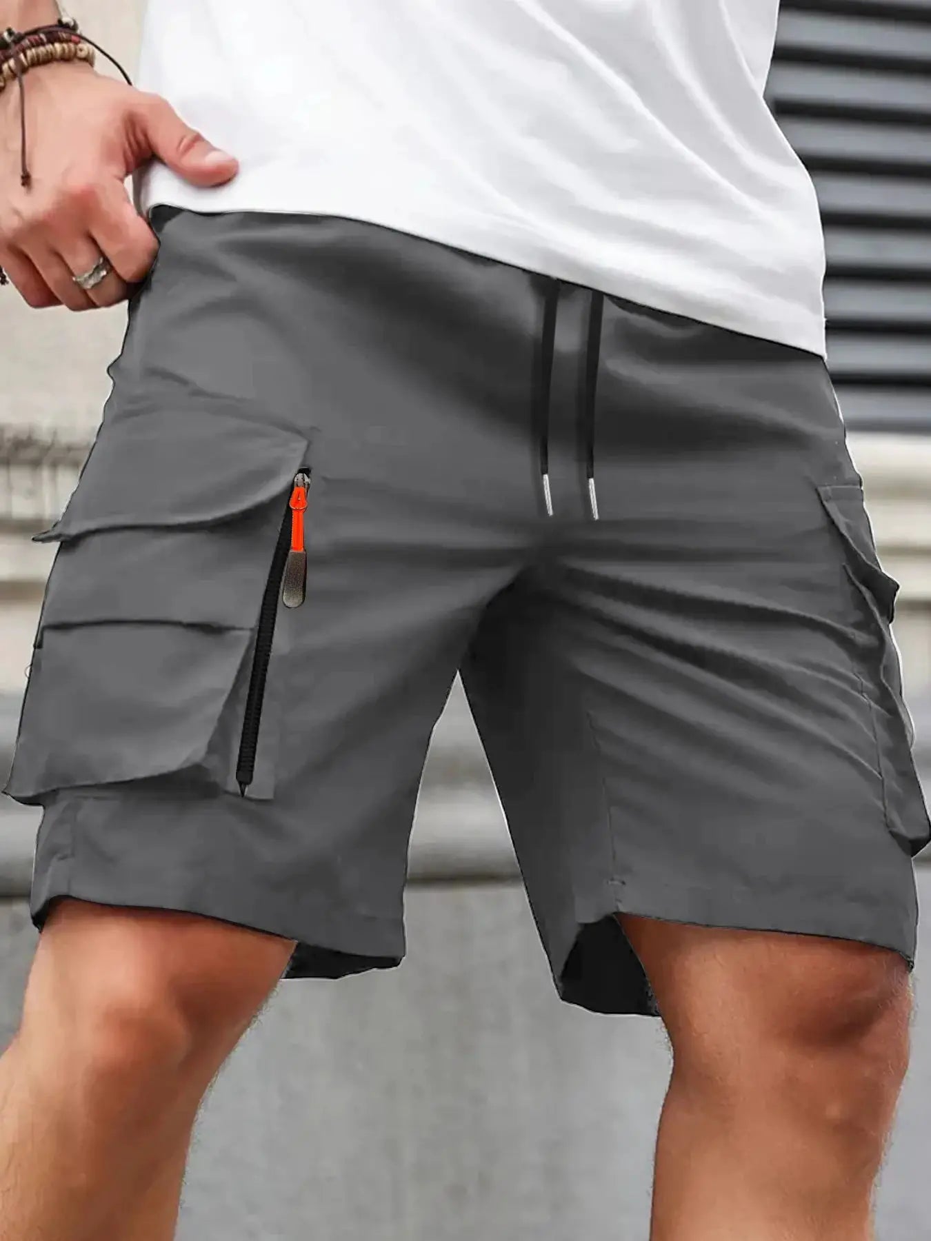 UETEEY Summer Casual Cargo Shorts Men Outdoor Travel Sports Large Pockets Durable Comfortable Beach Workout Shorts for Outings