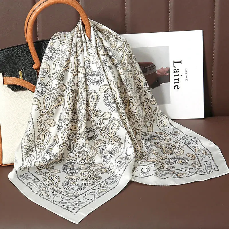 Luxe Silk Satin Square Scarf Silk Feel Finish Versatile Fashion Wrap For Shawl Hijab Neckerchief Hair Ribbon Headband