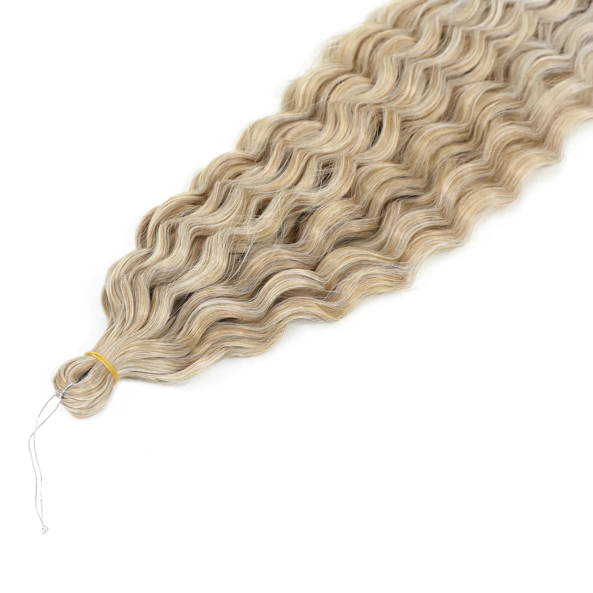 Ariel Curls crochet hair extensions in blonde ombre with synthetic deep-wave curls