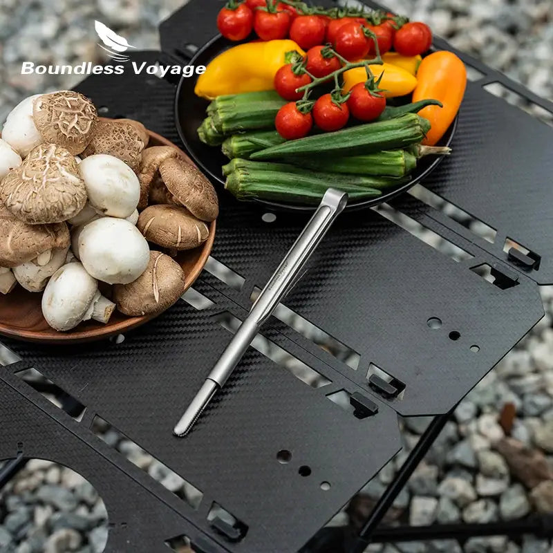 Boundless Voyage Titanium BBQ Tongs Ultralight Food Clip Heat Resistant Rustproof Grilling Ti1014T