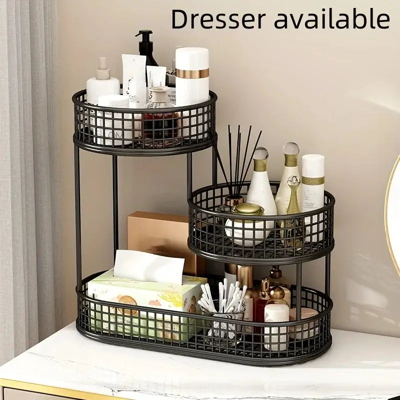 Stainless Steel Round Multi Layer Fruit Basket Display Rack Kitchen