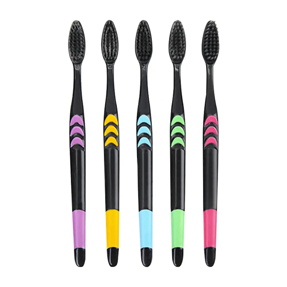 EcoSmile Bamboo Charcoal Toothbrush Set Of 10 Deep Cleaning Soft Bristles Ultra Fine For Thorough Plaque Removal