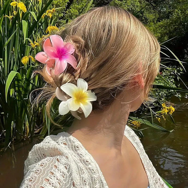 Boho Bloom Fashion Flower Hair Clips For Women Large Claw Hairpins With Secure Hold